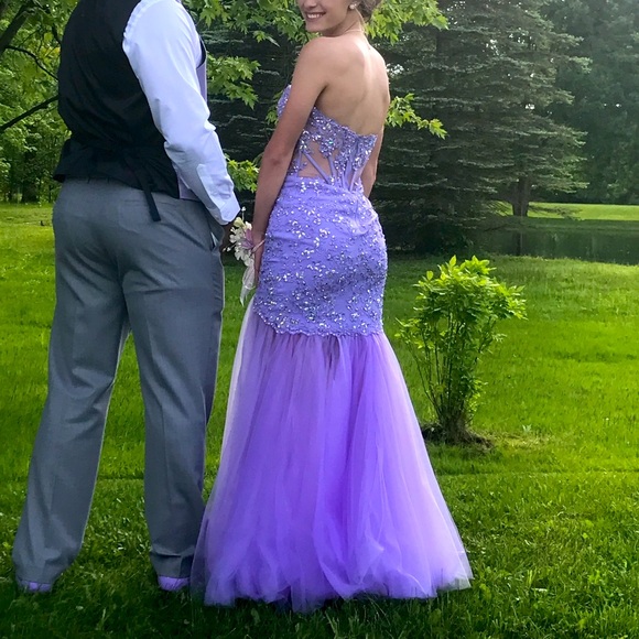 Strapless Lavender Prom Dress - Picture 4 of 16